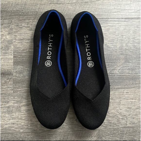 Rothy’s The Flat Women’s 10.5 Black Knit Ballet Flats Washable - Picture 1 of 4